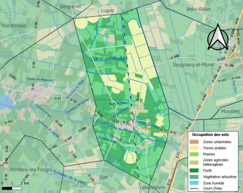 Carte en couleurs présentant l'occupation des sols.