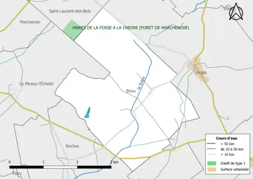 Carte de la ZNIEFF de type 1 localisée sur la commune.