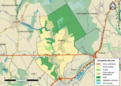 Carte en couleurs présentant l'occupation des sols.