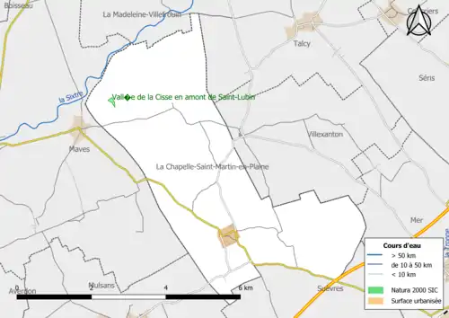 Carte de la zone Natura 2000 de type SIC localisée dans la commune.