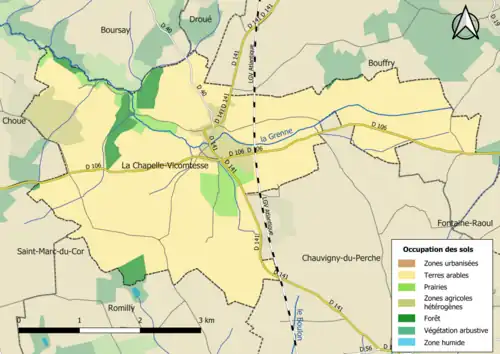 Carte en couleurs présentant l'occupation des sols.