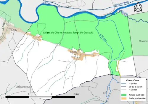 Carte du site Natura 2000 de type SIC localisée dans la commune.