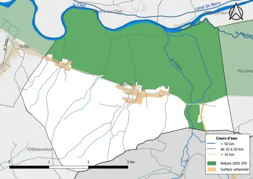 Une partie du territoire communal est incluse dans le site Natura 2000 les « Prairies du Fouzon ».