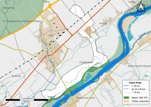 Carte de la zone Natura 2000 de type ZPS localisée dans la commune.