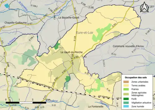 Carte en couleurs présentant l'occupation des sols.
