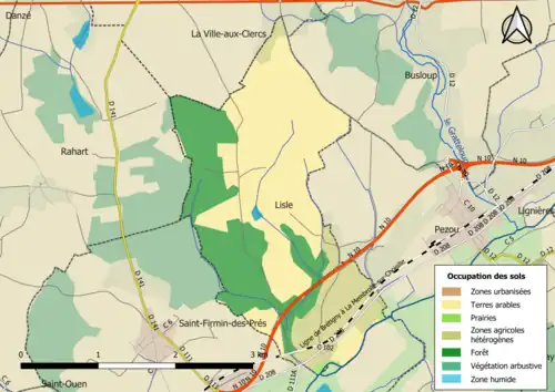 Carte en couleurs présentant l'occupation des sols.