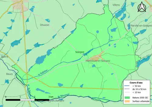 Carte de la zone Natura 2000 de type SIC localisée dans la commune.