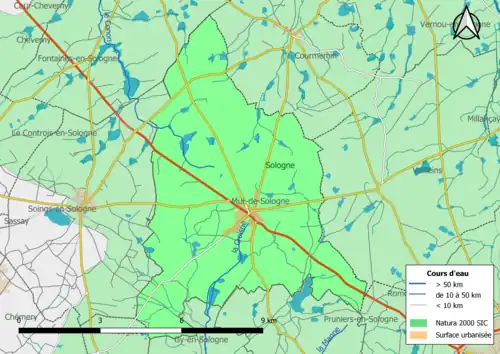 Carte du site Natura 2000 de type SIC localisé dans la commune.