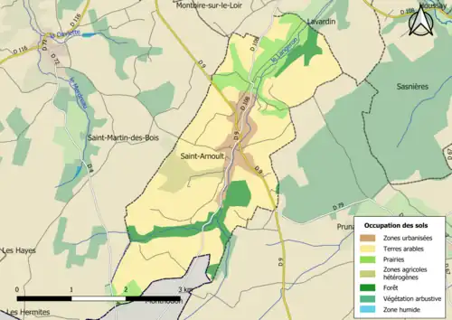Carte en couleurs présentant l'occupation des sols.