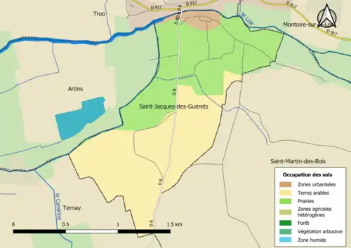 Carte en couleurs présentant l'occupation des sols.
