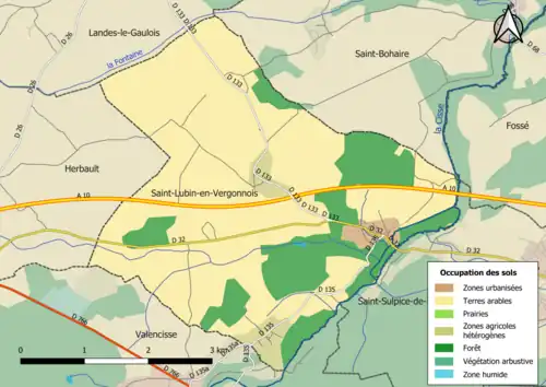 Carte en couleurs présentant l'occupation des sols.
