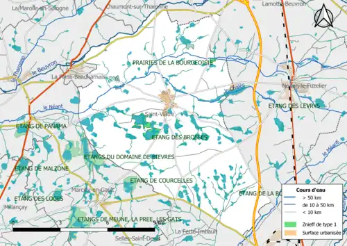 Carte des ZNIEFF de type 1 localisées dans la commune.