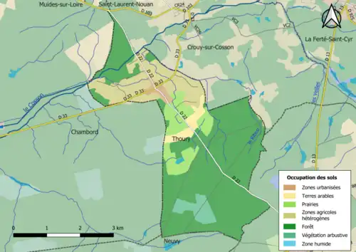 Carte en couleurs présentant l'occupation des sols.