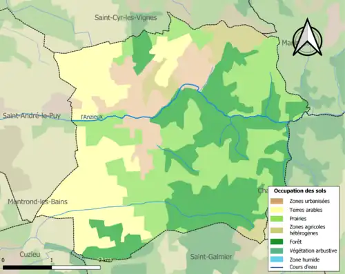 Carte en couleurs présentant l'occupation des sols.
