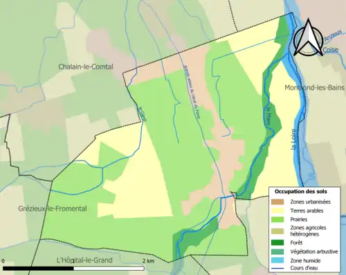 Carte en couleurs présentant l'occupation des sols.