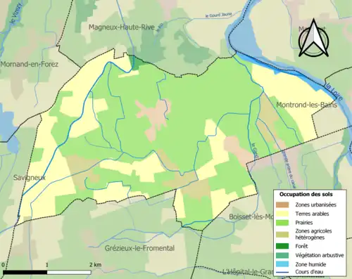 Carte en couleurs présentant l'occupation des sols.