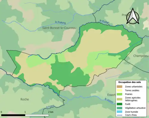 Carte en couleurs présentant l'occupation des sols.