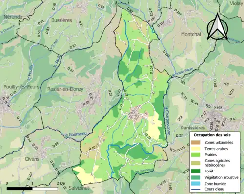 Carte en couleurs présentant l'occupation des sols.