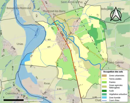 Carte en couleurs présentant l'occupation des sols.