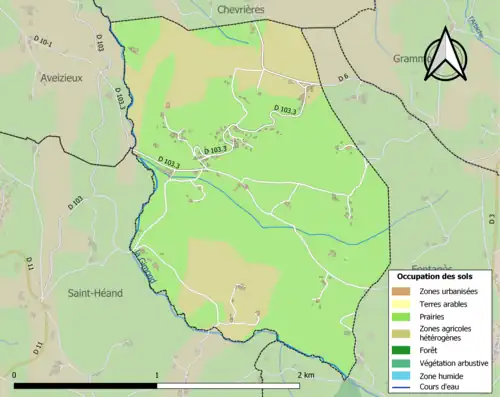 Carte en couleurs présentant l'occupation des sols.