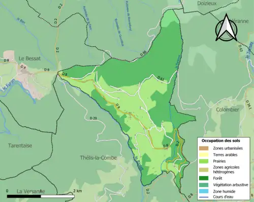 Carte en couleurs présentant l'occupation des sols.