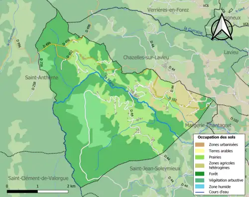 Carte en couleurs présentant l'occupation des sols.