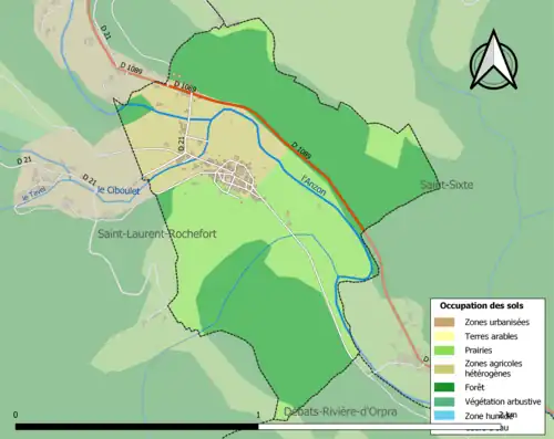 Carte en couleurs présentant l'occupation des sols.