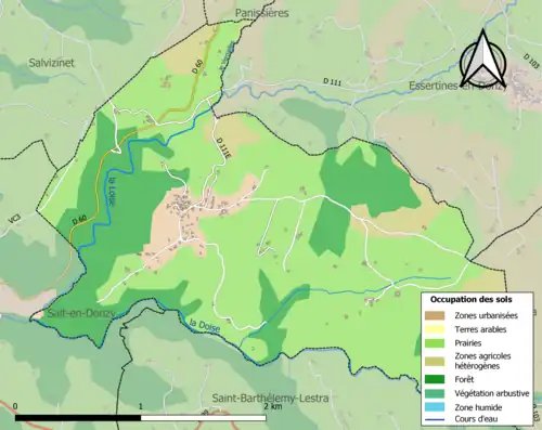 Carte en couleurs présentant l'occupation des sols.