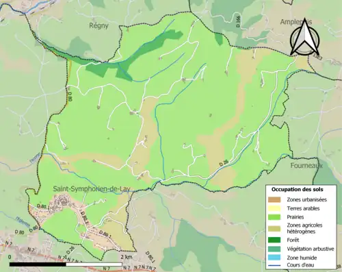 Carte en couleurs présentant l'occupation des sols.