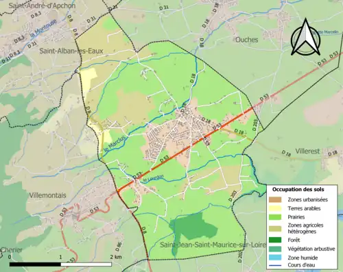 Carte en couleurs présentant l'occupation des sols.