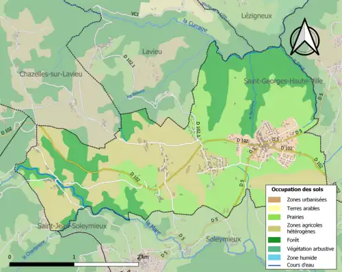 Carte en couleurs présentant l'occupation des sols.