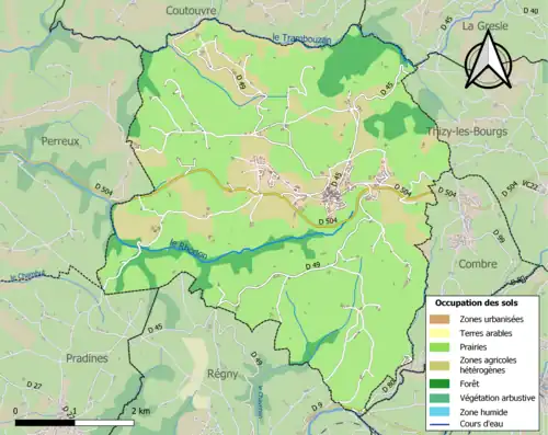 Carte en couleurs présentant l'occupation des sols.