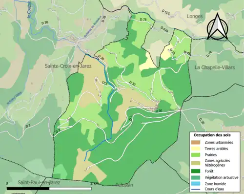 Carte en couleurs présentant l'occupation des sols.