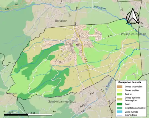 Carte en couleurs présentant l'occupation des sols.
