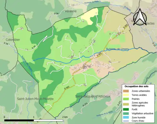 Carte en couleurs présentant l'occupation des sols.