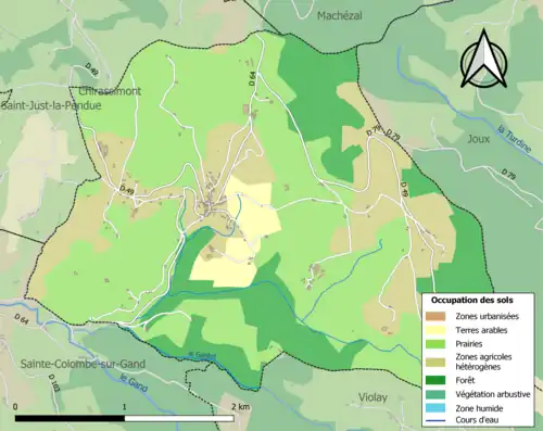 Carte en couleurs présentant l'occupation des sols.