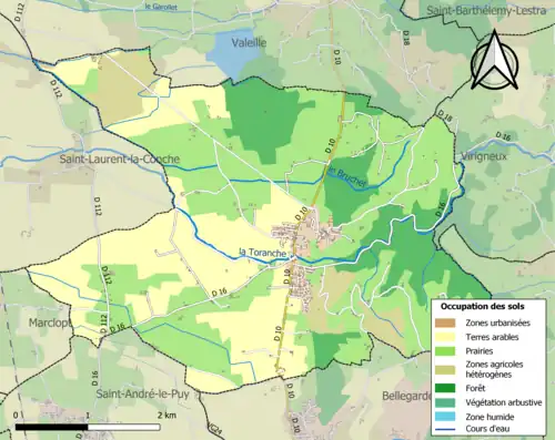 Carte en couleurs présentant l'occupation des sols.
