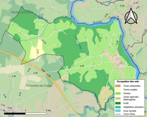 Carte en couleurs présentant l'occupation des sols.