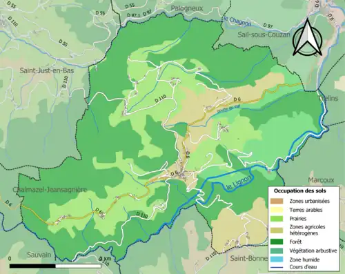 Carte en couleurs présentant l'occupation des sols.