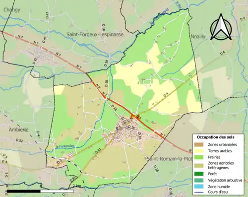 Carte en couleurs présentant l'occupation des sols.