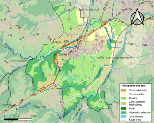 Carte en couleurs présentant l'occupation des sols.