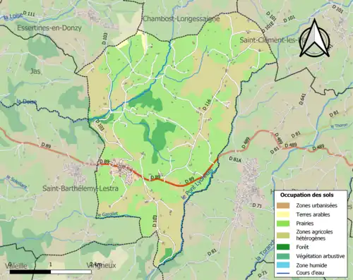 Carte en couleurs présentant l'occupation des sols.