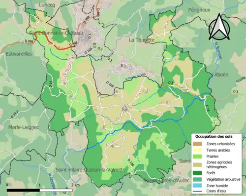 Carte en couleurs présentant l'occupation des sols.