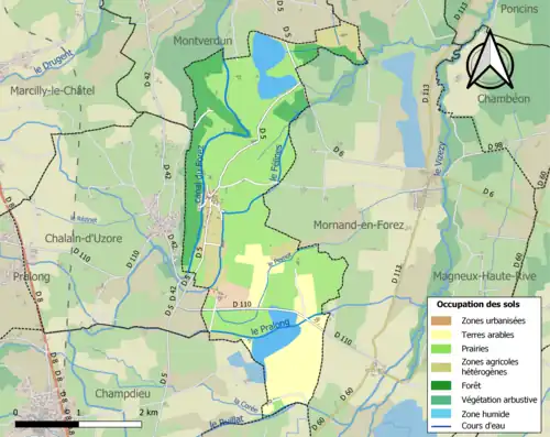 Carte en couleurs présentant l'occupation des sols.