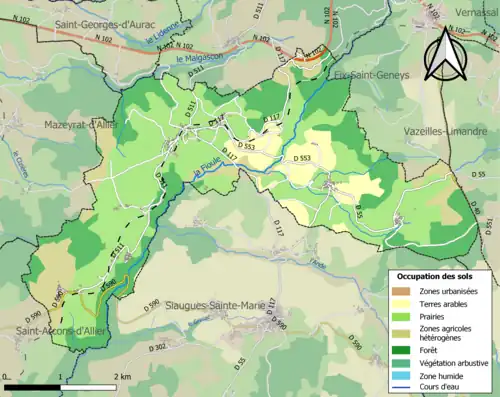 Carte en couleurs présentant l'occupation des sols.