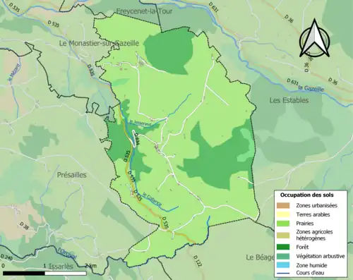 Carte en couleurs présentant l'occupation des sols.