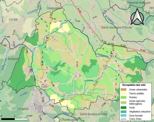 Carte en couleurs présentant l'occupation des sols.