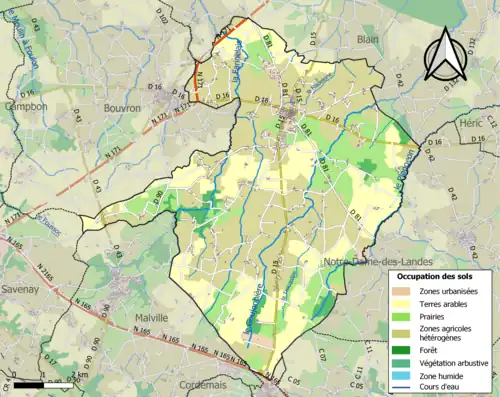 Carte en couleurs présentant l'occupation des sols.