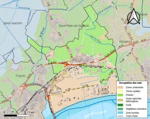 Carte en couleurs présentant l'occupation des sols.