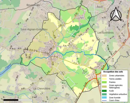 Carte en couleurs présentant l'occupation des sols.